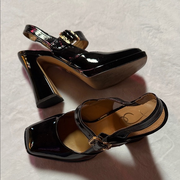 Sam Edelman Black Patent Slingback Heels - Picture 2 of 7